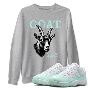 The Greatest Of All Time sneaker match t-shirt styled to complete your fit with the Air Jordan 11 Igloo sneakers, shown in Heather Grey 1.