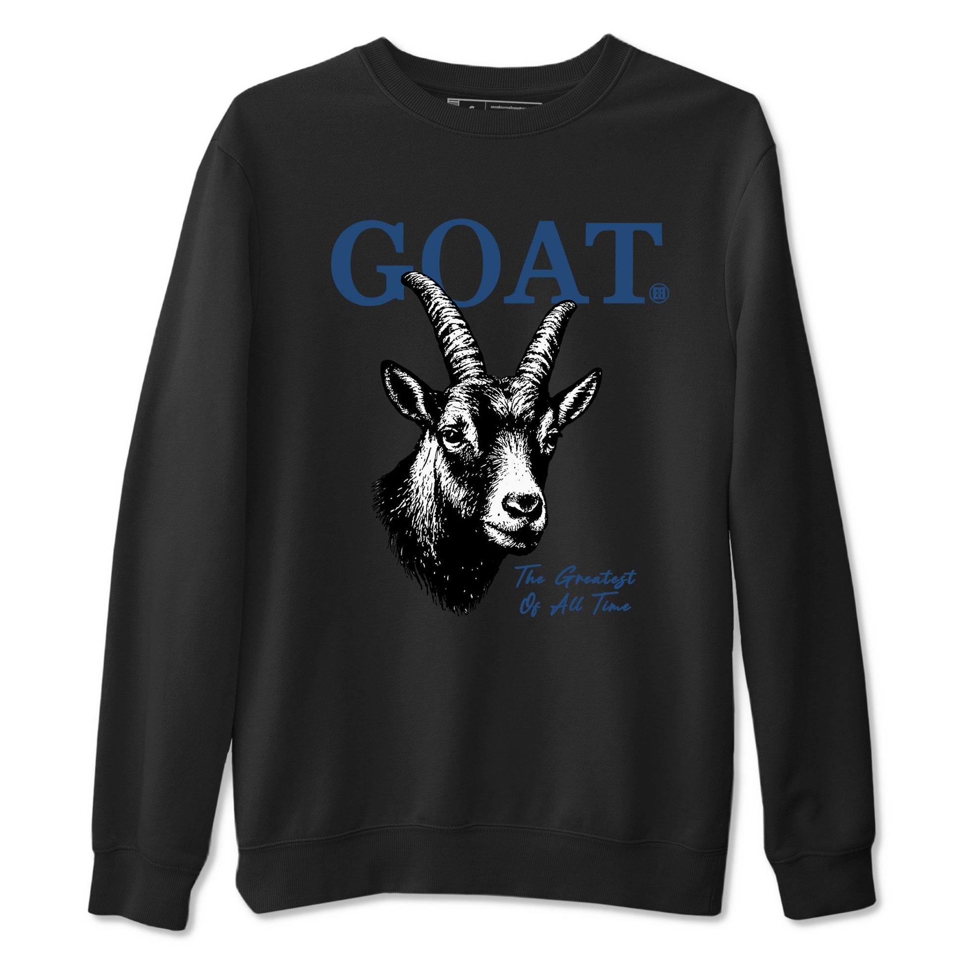 The Greatest Of All Time sneaker match t-shirt styled to complete your fit with the Air Jordan 12 French Blue sneakers, graphic shirts in Black 2.