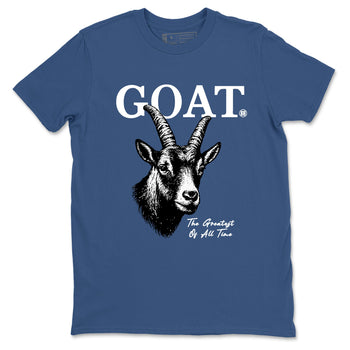 The Greatest Of All Time sneaker match t-shirt styled to complete your fit with the Air Jordan 12 French Blue sneakers, graphic shirts in Denim Blue 2.
