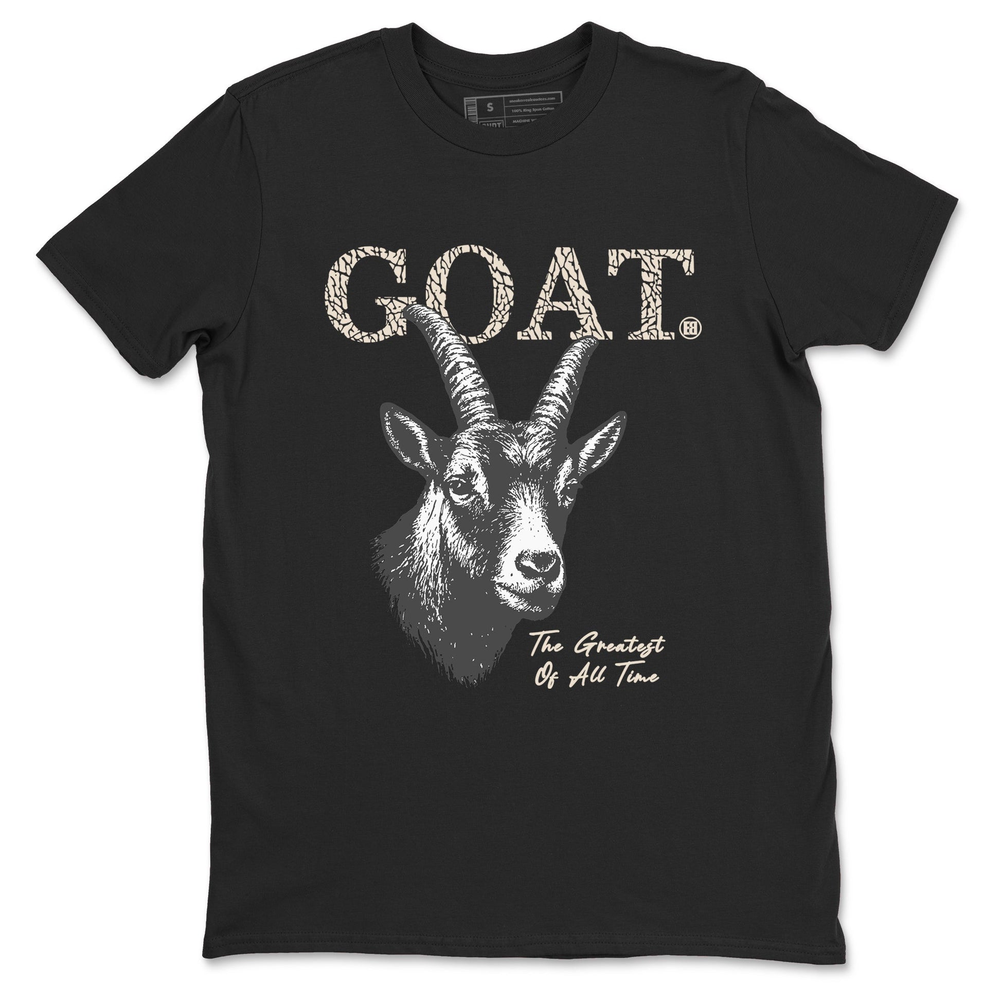 The Greatest Of All Time sneaker match t-shirt styled to complete your fit with the Air Jordan 3 Pure Money sneakers, shown in Black 2.