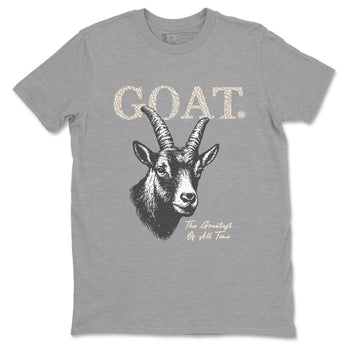 The Greatest Of All Time sneaker match t-shirt styled to complete your fit with the Air Jordan 3 Pure Money sneakers, shown in Heather Grey 2.