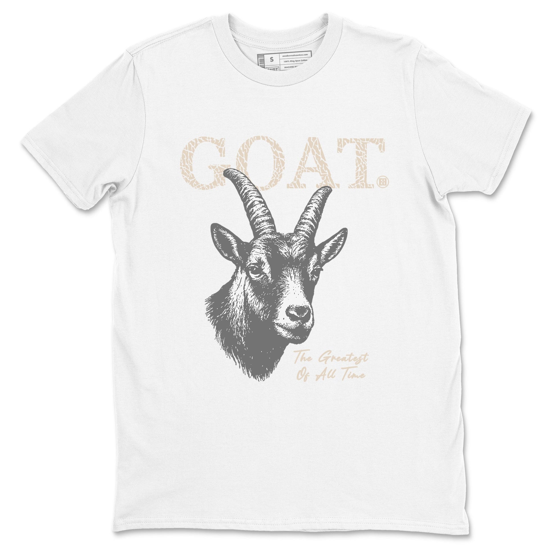 The Greatest Of All Time sneaker match t-shirt styled to complete your fit with the Air Jordan 3 Pure Money sneakers, shown in White 2.