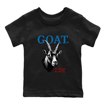 The Greatest Of All Time baby and kids t-shirt crafted for little sneakerheads to shine with the Air Jordan 3 Rare Air sneakers, displayed in Black 2.