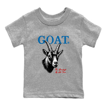 The Greatest Of All Time baby and kids t-shirt crafted for little sneakerheads to shine with the Air Jordan 3 Rare Air sneakers, displayed in Heather Grey 2.