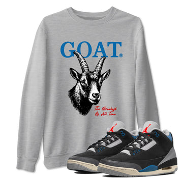 The Greatest Of All Time sneaker match t-shirt styled to complete your fit with the Air Jordan 3 Rare Air sneakers, shown in Heather Grey 1.