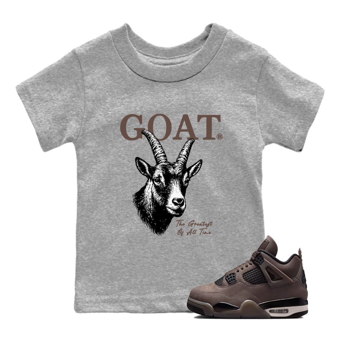 Sneaker match tees – Streetwear Graphic Tees Air Jordan 4 Cave Stone Sneakers – The Greatest Of All Time Kids Craphic T-Shirt Heather Grey 1