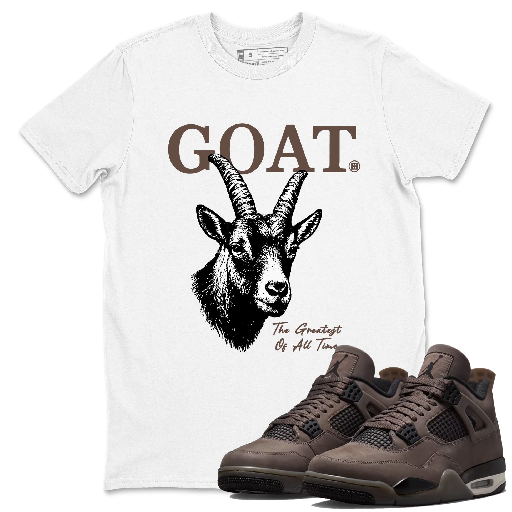 Sneaker match tees – Streetwear Graphic Tees Air Jordan 4 Cave Stone Sneakers – The Greatest Of All Time Graphic Tee White 1