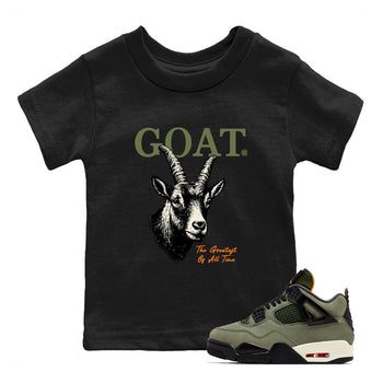 Sneaker match tees – Sneaker Tees To Match Undefeated inspired colorways Air Jordan 4 OG Olive Shoes  – The Greatest Of All Time Kids T-Shirt Black 1