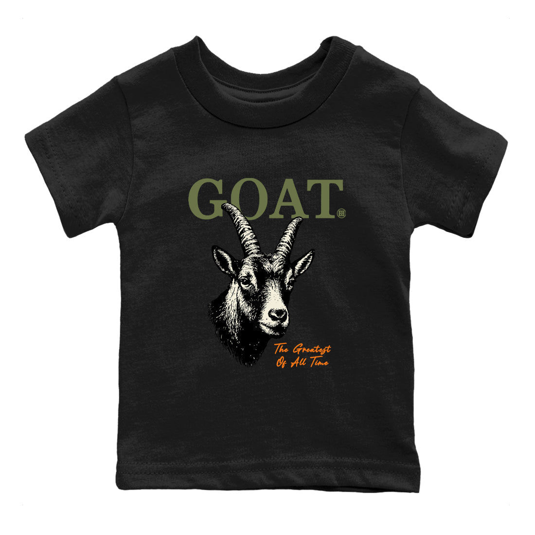 Sneaker match tees – Sneaker Tees To Match Undefeated inspired colorways Air Jordan 4 OG Olive Shoes  – The Greatest Of All Time Kids T-Shirt Black 2