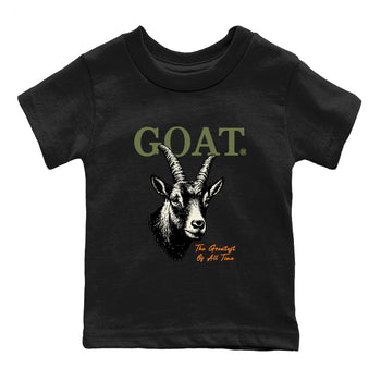 Sneaker match tees – Sneaker Tees To Match Undefeated inspired colorways Air Jordan 4 OG Olive Shoes  – The Greatest Of All Time Kids T-Shirt Black 2