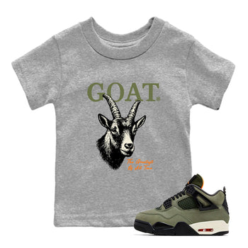 Sneaker match tees – Sneaker Tees To Match Undefeated inspired colorways Air Jordan 4 OG Olive Shoes  – The Greatest Of All Time Kids T-Shirt Heather Grey 1