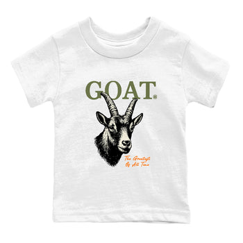 Sneaker match tees – Sneaker Tees To Match Undefeated inspired colorways Air Jordan 4 OG Olive Shoes  – The Greatest Of All Time Kids T-Shirt White 2