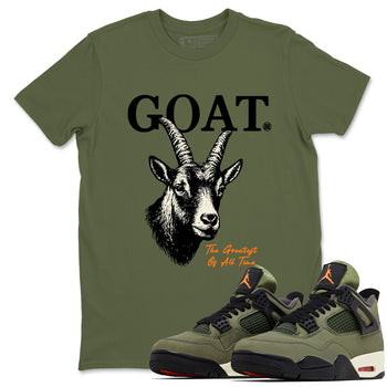 Sneaker match tees – Sneaker Tees To Match Undefeated inspired colorways Air Jordan 4 OG Olive Shoes  – The Greatest Of All Time Tee Military Green 1