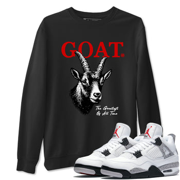 The Greatest Of All Time sneaker match t-shirt styled to complete your fit with the Air Jordan 4 White Cement sneakers, shown in Black 1.
