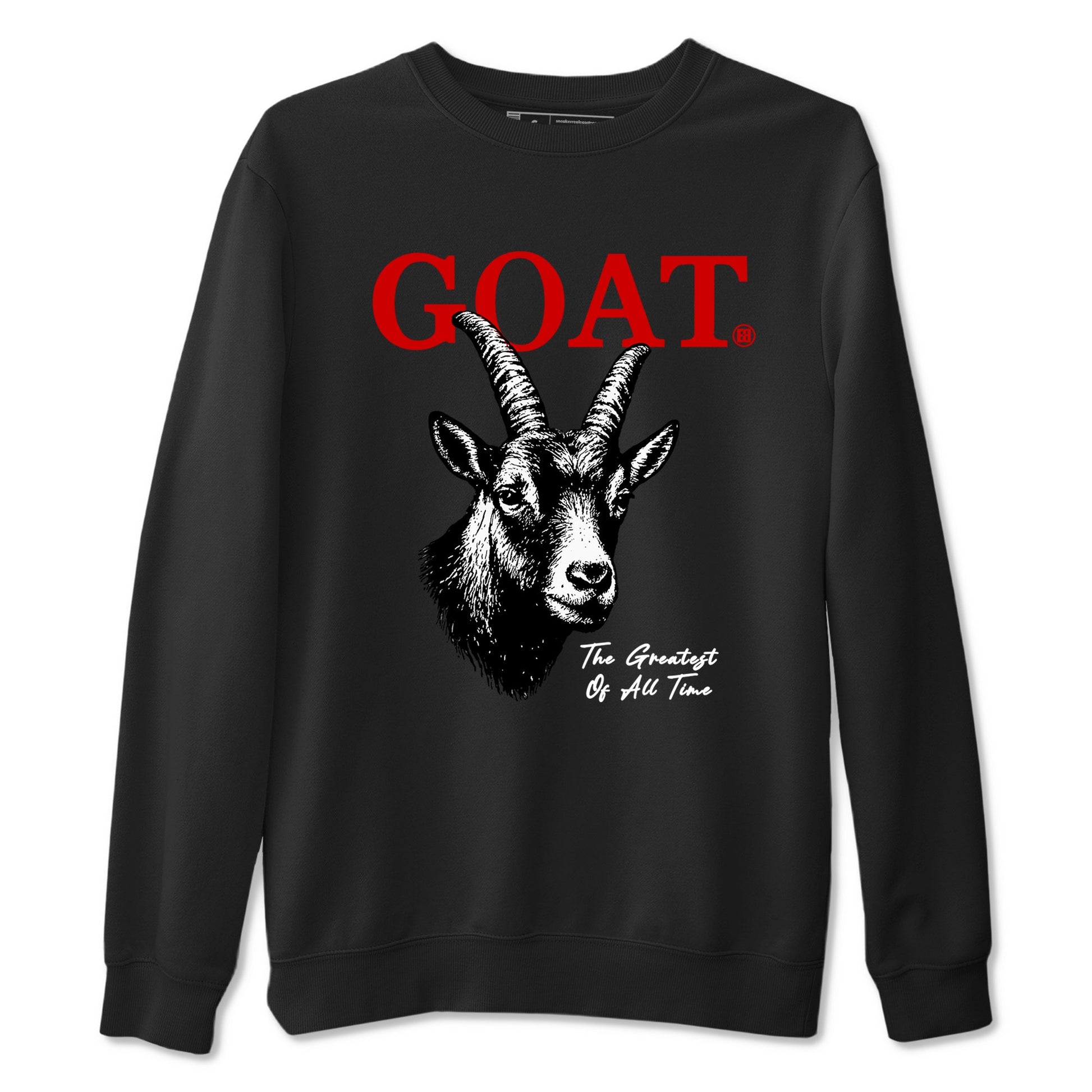 The Greatest Of All Time sneaker match t-shirt styled to complete your fit with the Air Jordan 4 White Cement sneakers, shown in Black 2.