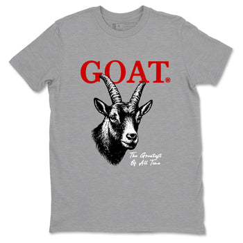 The Greatest Of All Time sneaker match t-shirt styled to complete your fit with the Air Jordan 4 White Cement sneakers, shown in Heather Grey 2.