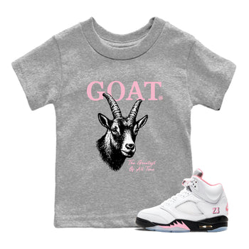 Sneaker match tees – Sneaker Tees To Match Air Jordan 5 Medium Soft Pink Shoes – The Greatest Of All Time Kids T-Shirt Heather Grey 1