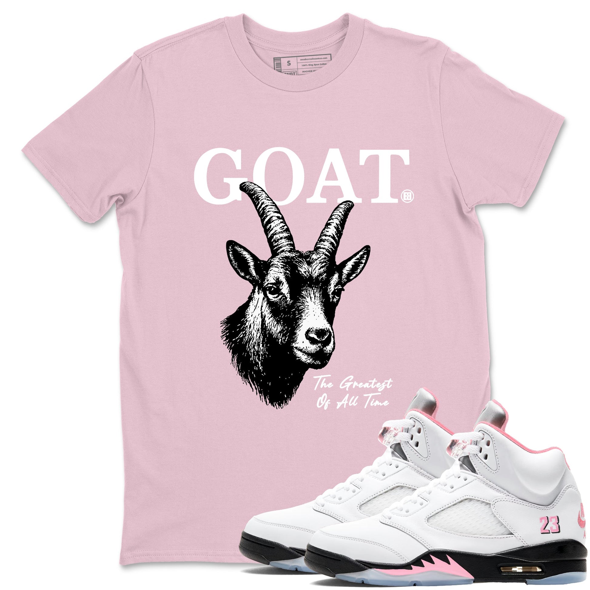 Sneaker match tees – Sneaker Tees To Match Air Jordan 5 Medium Soft Pink Shoes – The Greatest Of All Time Tee Pink 1