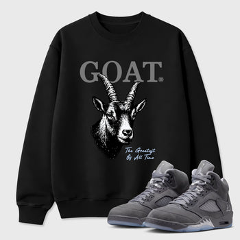 Sneaker match tees – Sneaker Tees To Match Air Jordan 5 Wolf Grey Shoes – The Greatest Of All Time Tee Black 1