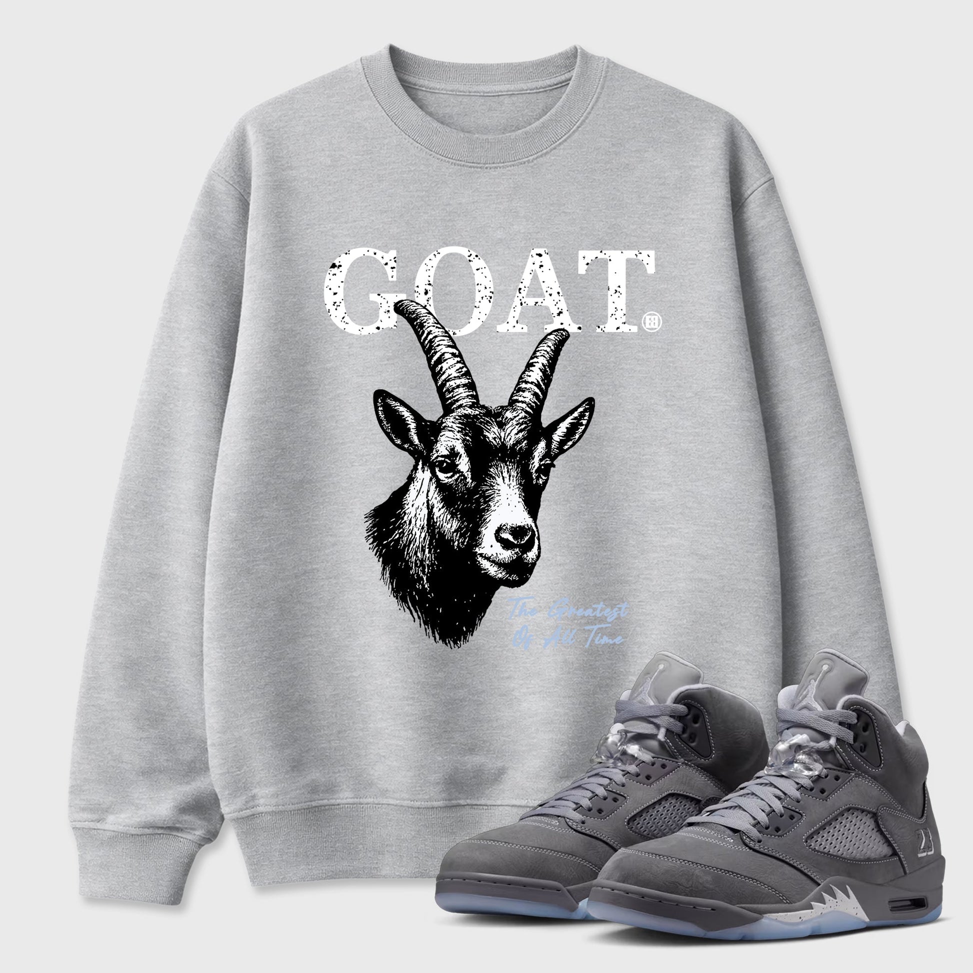 Sneaker match tees – Sneaker Tees To Match Air Jordan 5 Wolf Grey Shoes – The Greatest Of All Time Tee Heather Grey 1