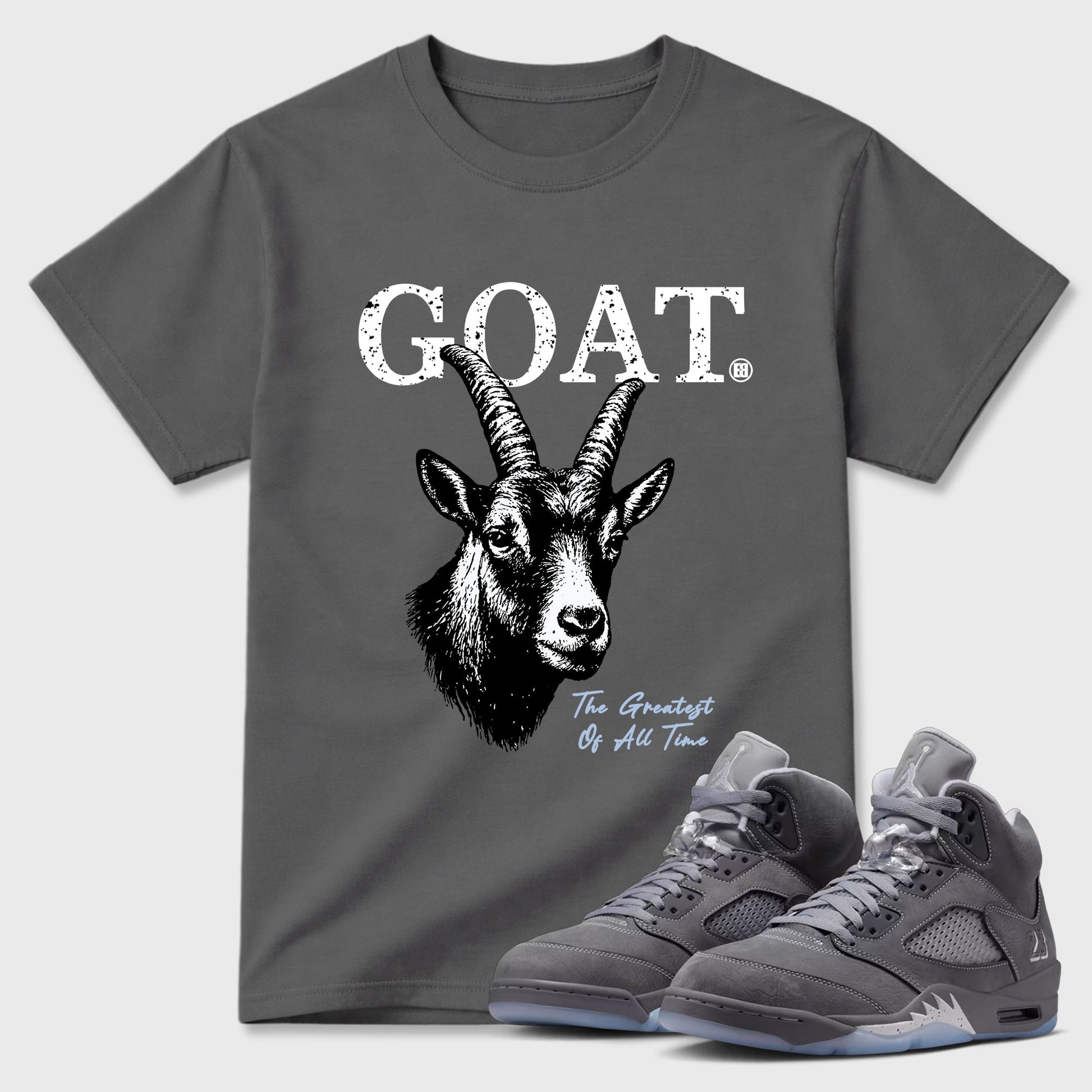 Sneaker match tees – Sneaker Tees To Match Air Jordan 5 Wolf Grey Shoes – The Greatest Of All Time Tee Cool Grey 1