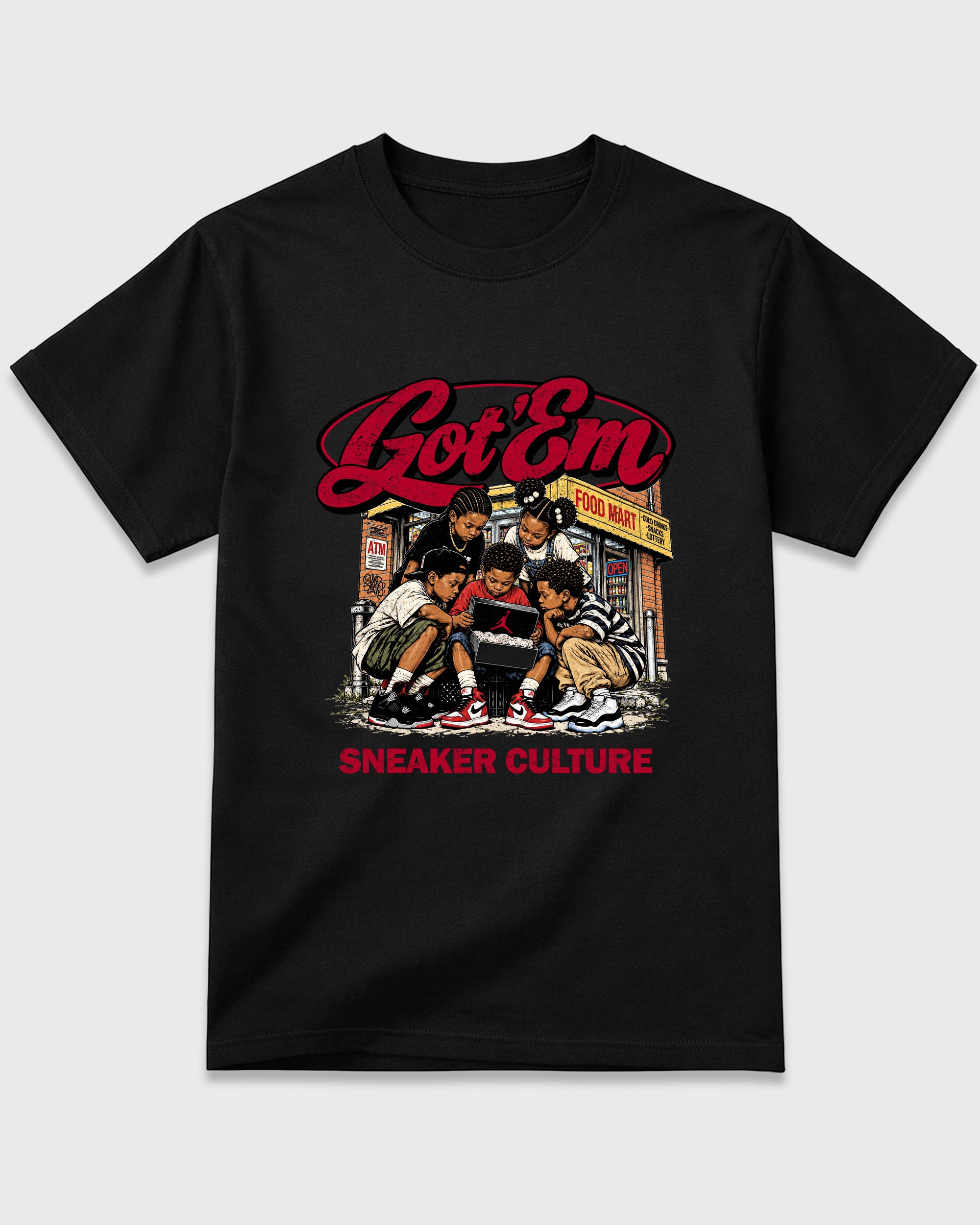 The Kick Club Graphic T-Shirt featuring original streetwear artwork designed to match the Air Force 1 Nightmare. Black 2 Graphic T-Shirt.