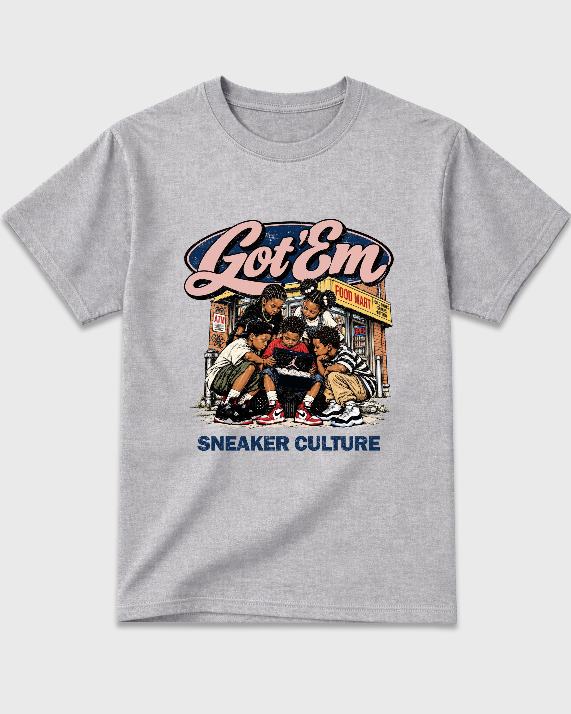 The Kick Club Graphic T-Shirt featuring original streetwear artwork designed to match the Air Jordan 11 Made For Locals. Heather Grey 2 Graphic T-Shirt.