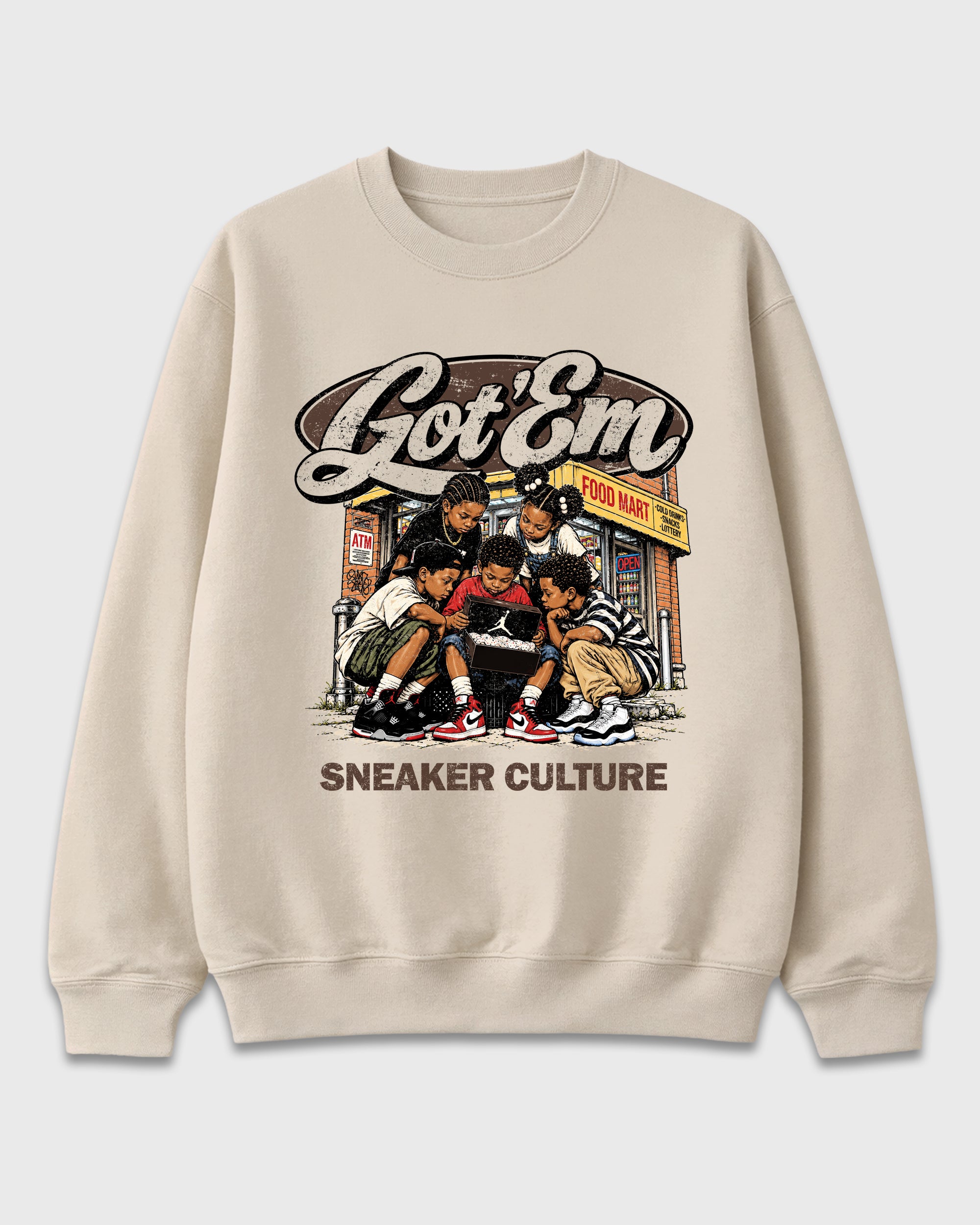 The Kick Club Graphic T-Shirt featuring original streetwear artwork designed to match the Air Jordan 12 Fireside. Natural 2 Graphic Tee.