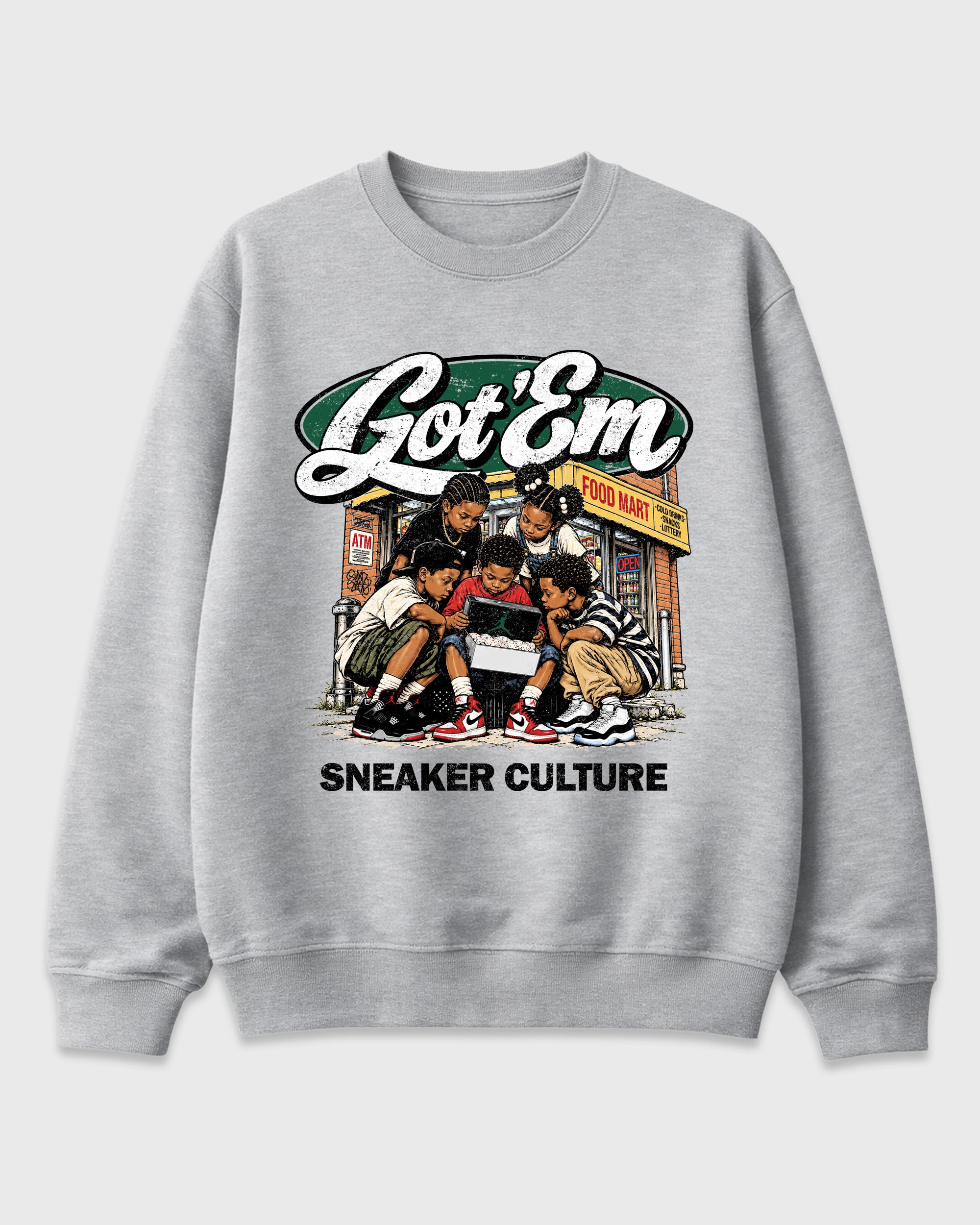 The Kick Club Graphic T-Shirt featuring original streetwear artwork designed to match the Air Jordan 14 Forest Green. Heather Grey 2 Graphic Tee.