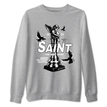 The Lost Saint sneaker match t-shirt styled to complete your fit with the Air Foamposite One Triple White sneakers, graphic shirts in Heather Grey 2.