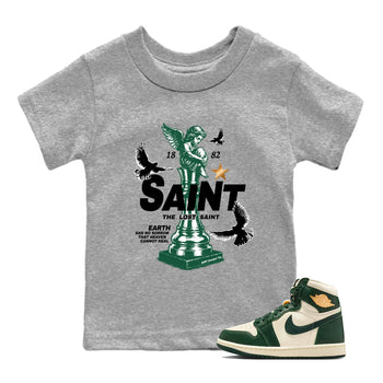 Sneaker Threads – Sneaker Tees To Match Air Jordan 1 Pro Green – The Lost Saint Youth Graphic Tee Heather Grey 1. Perfect for Jordan releases 2025 colorways.