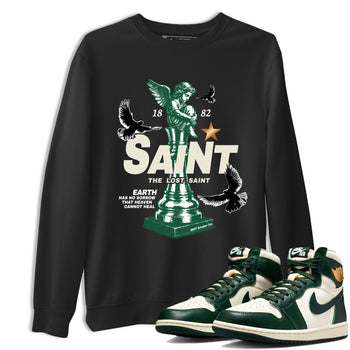 Sneaker Threads – Sneaker Tees To Match Air Jordan 1 Pro Green – The Lost Saint Graphic Tee Black 1. Perfect for Jordan releases 2025 colorways.