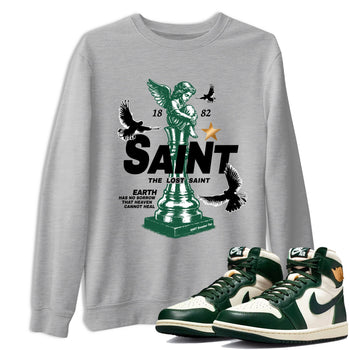 Sneaker Threads – Sneaker Tees To Match Air Jordan 1 Pro Green – The Lost Saint Graphic Tee Heather Grey 1. Perfect for Jordan releases 2025 colorways.