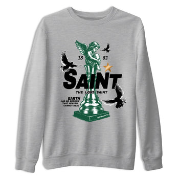 Sneaker Threads – Sneaker Tees To Match Air Jordan 1 Pro Green – The Lost Saint Graphic Tee Heather Grey 2. Perfect for Jordan releases 2025 colorways.