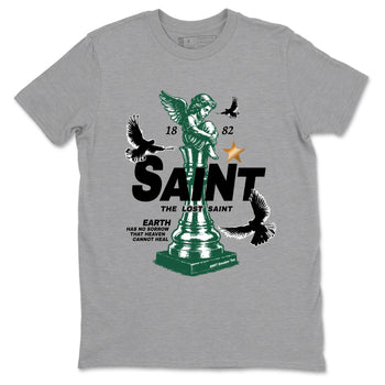 Sneaker Threads – Sneaker Tees To Match Air Jordan 1 Pro Green – The Lost Saint Graphic Tee Heather Grey 2. Perfect for Jordan releases 2025 colorways.