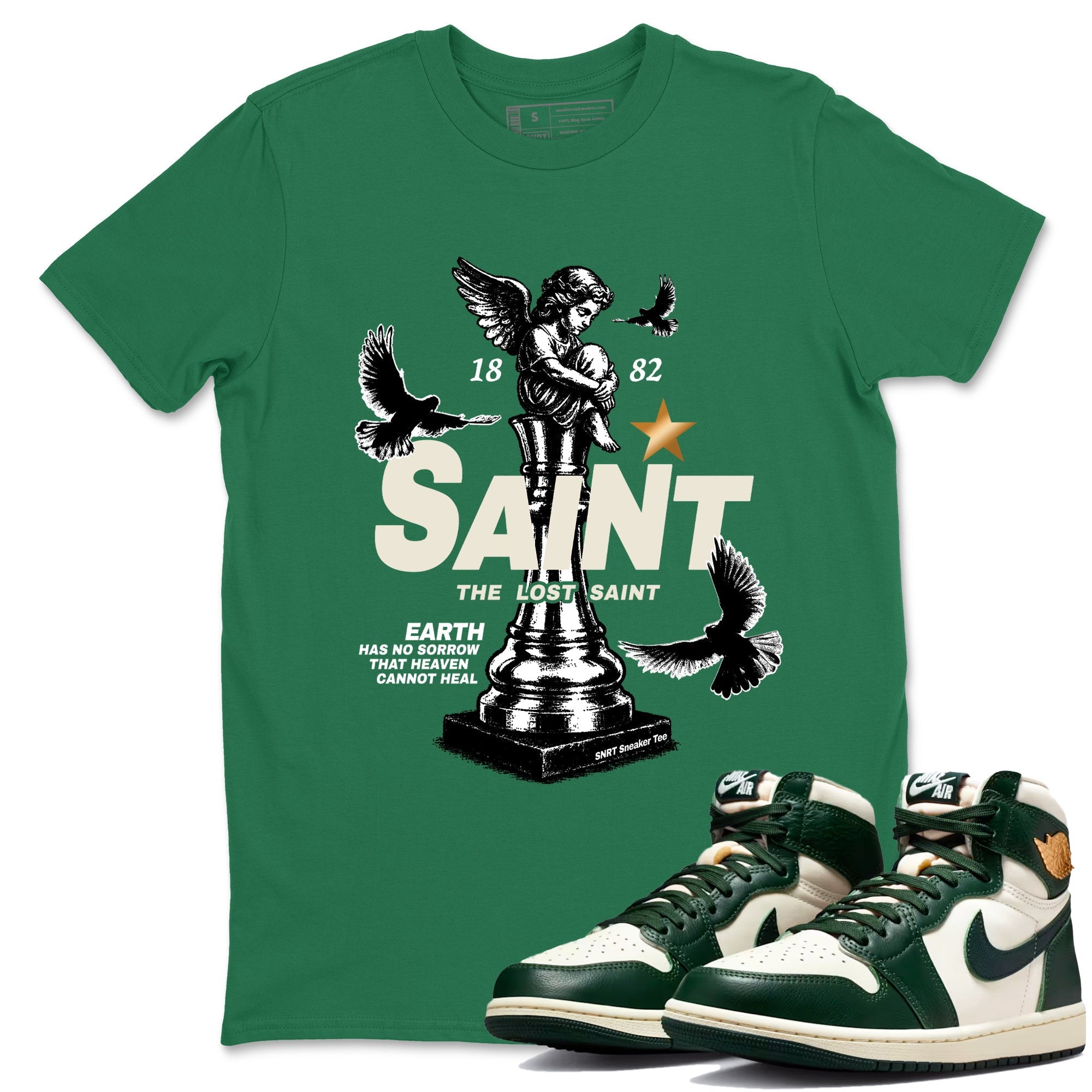 Sneaker Threads – Sneaker Tees To Match Air Jordan 1 Pro Green – The Lost Saint Graphic Tee Kelly Green 1. Perfect for Jordan releases 2025 colorways.