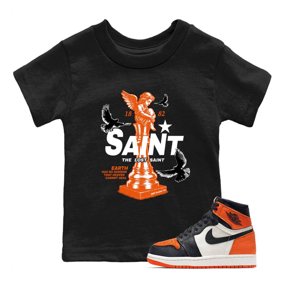 1s High OG Shattered Backboard t-shirts to match jordans The Lost Saint sneaker match tees Air Jordan 1 Shattered Backboard graphic tee for sneakerheads SNRT Sneaker Tees Youth Baby Black 1 tee