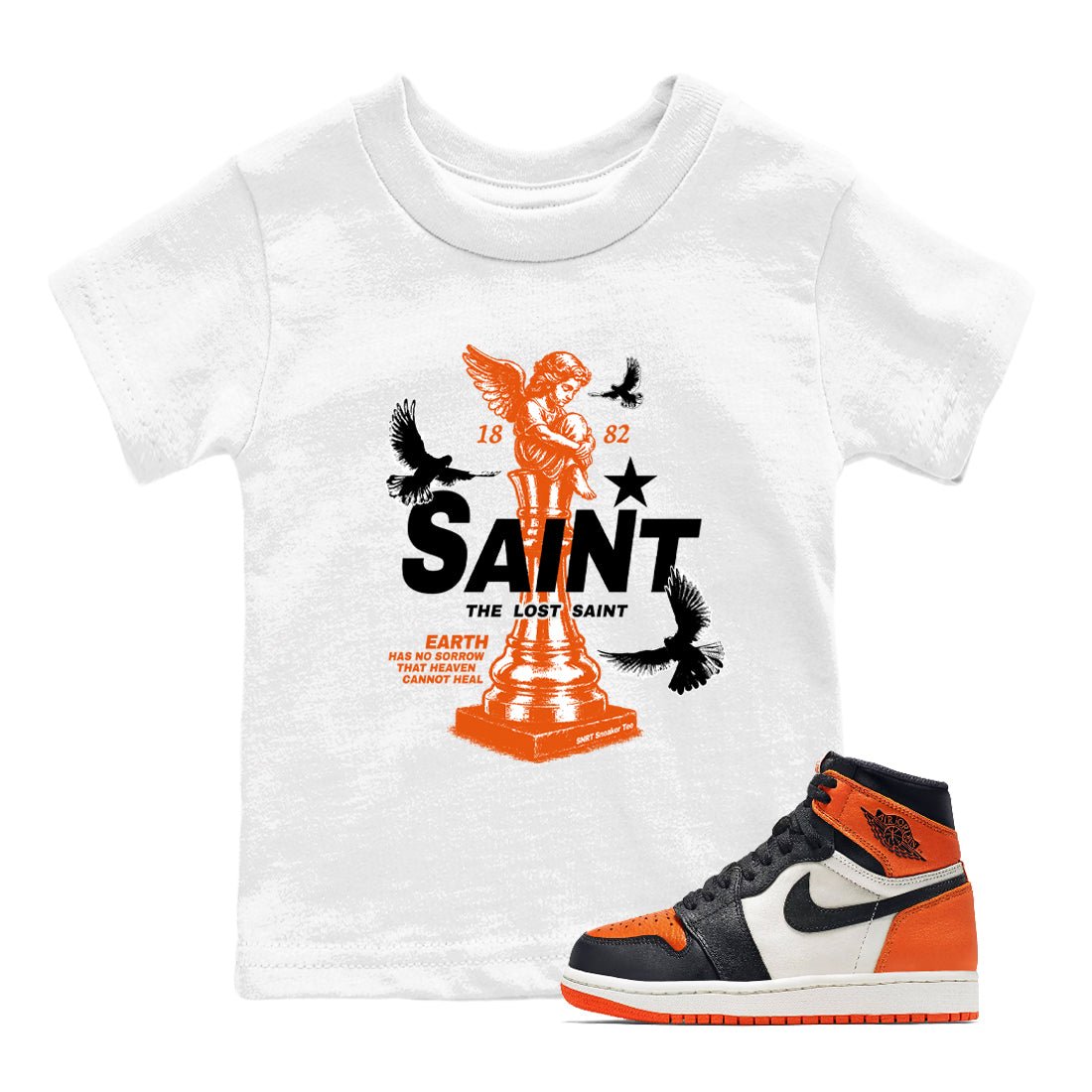 1s High OG Shattered Backboard t-shirts to match jordans The Lost Saint sneaker match tees Air Jordan 1 Shattered Backboard graphic tee for sneakerheads SNRT Sneaker Tees Youth Baby White 1 tee