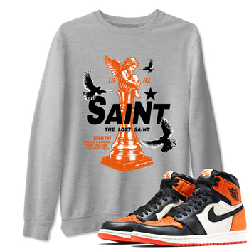 1s High OG Shattered Backboard t-shirts to match jordans The Lost Saint sneaker match tees Air Jordan 1 Shattered Backboard graphic tee for sneakerheads SNRT Sneaker Tees unisex cotton Heather Grey 1 shirts