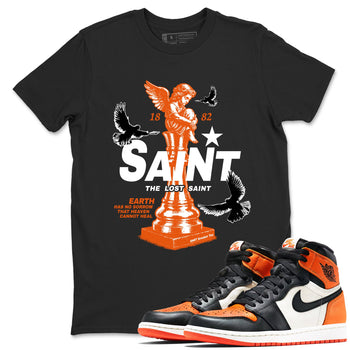 1s High OG Shattered Backboard t-shirts to match jordans The Lost Saint sneaker match tees Air Jordan 1 Shattered Backboard graphic tee for sneakerheads SNRT Sneaker Tees unisex cotton Black 1 shirts
