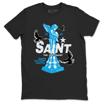 1s UNC t-shirts to match jordans The Lost Saint sneaker match tees Air Jordan 1 UNC Reimagined graphic tee for sneakerheads SNRT Sneaker Tees unisex cotton Black 2 shirts