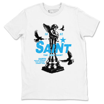 1s UNC t-shirts to match jordans The Lost Saint sneaker match tees Air Jordan 1 UNC Reimagined graphic tee for sneakerheads SNRT Sneaker Tees unisex cotton White 2 shirts