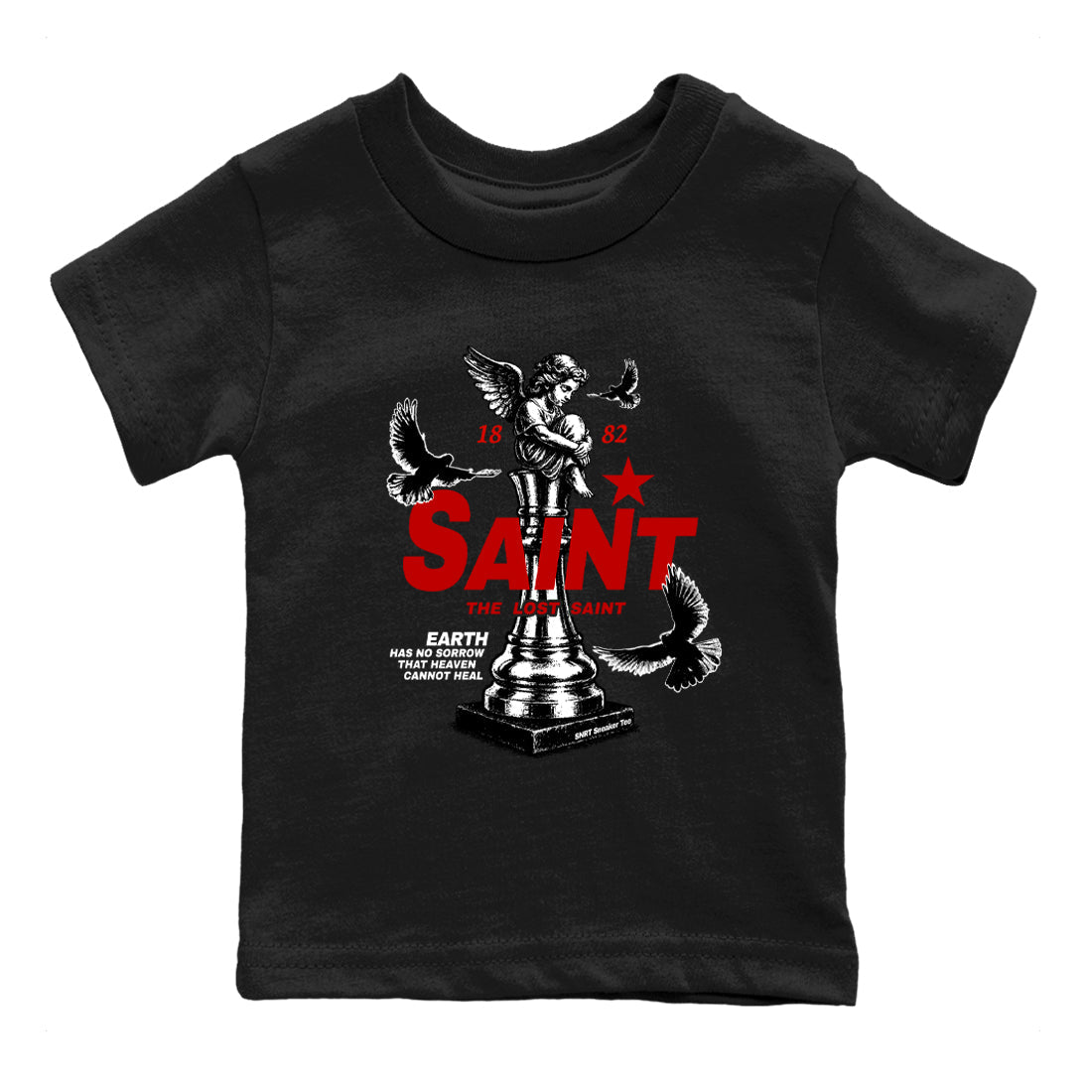 Jordan 11 Low Bred t-shirts to match jordans The Lost Saint sneaker match tees Air Jordan 11 Bred graphic tee for sneakerheads SNRT Sneaker Tees Youth Baby Black 2 tee