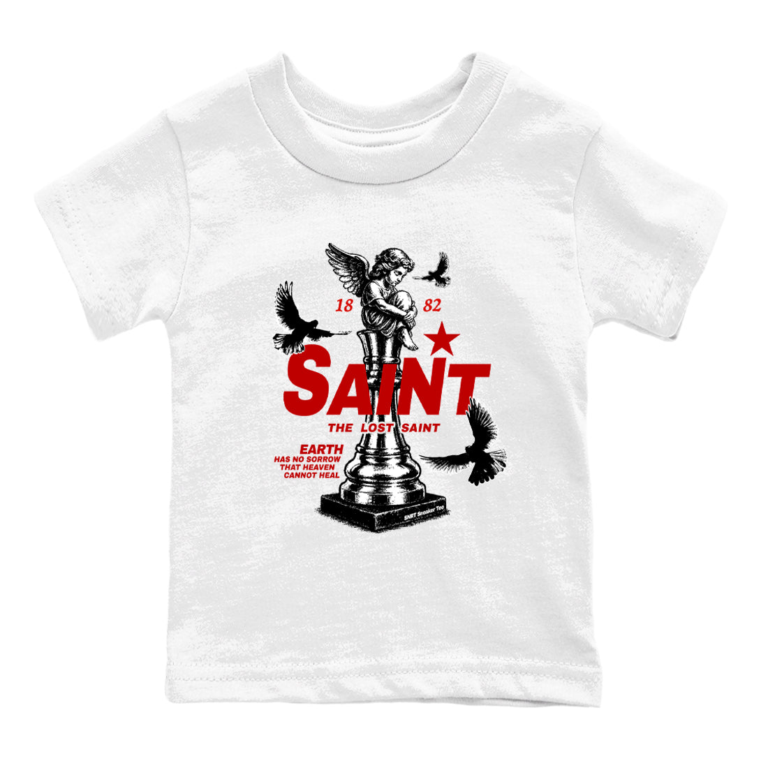 Jordan 11 Low Bred t-shirts to match jordans The Lost Saint sneaker match tees Air Jordan 11 Bred graphic tee for sneakerheads SNRT Sneaker Tees Youth Baby White 2 tee