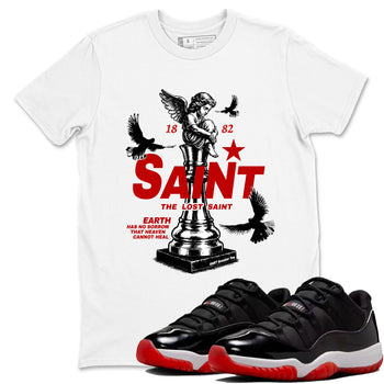 Jordan 11 Low Bred t-shirts to match jordans The Lost Saint sneaker match tees Air Jordan 11 Bred graphic tee for sneakerheads SNRT Sneaker Tees unisex cotton White 1 shirts