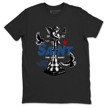 The Lost Saint sneaker match t-shirt styled to complete your fit with the Air Jordan 12 French Blue sneakers, shown in Black 2.