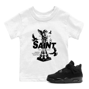 4s Black Cat Sneaker match tees – Sneaker Tees To Match Air Jordan 4 Black Cat Shoes – The Lost Saint Kids T-Shirt White 1