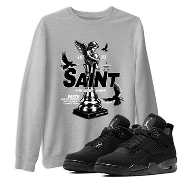 4s Black Cat Sneaker match tees – Sneaker Tees To Match Air Jordan 4 Black Cat Shoes – The Lost Saint Tee Heather Grey 1