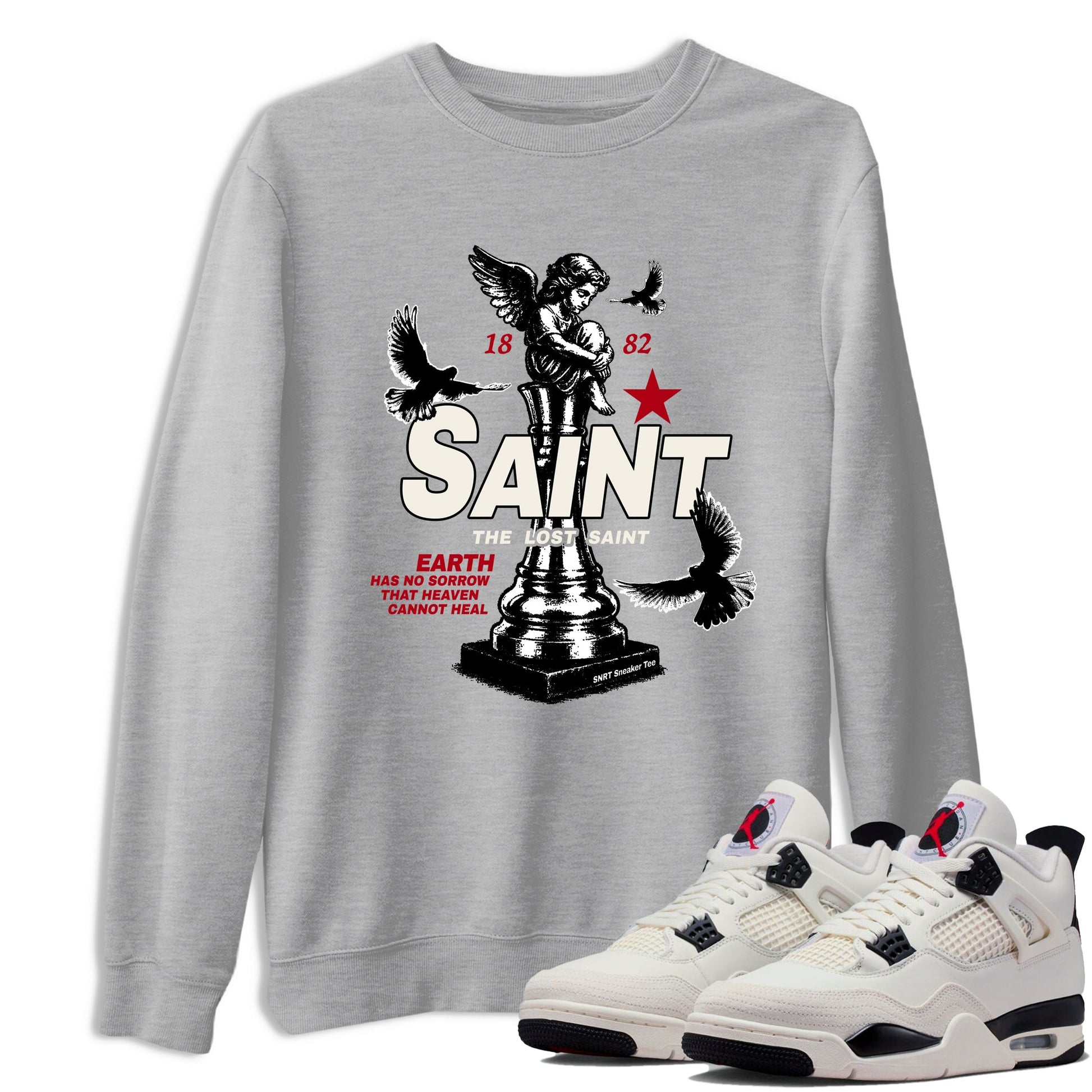 Sneaker match tees – Sneaker Tees To Match Air Jordan 4 Flight Club Shoes – The Lost Saint Tee Heather Grey 1