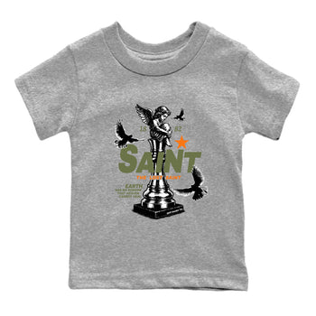 Sneaker match tees – Sneaker Tees To Match Undefeated inspired colorways Air Jordan 4 OG Olive Shoes  – The Lost Saint Kids T-Shirt Heather Grey 2
